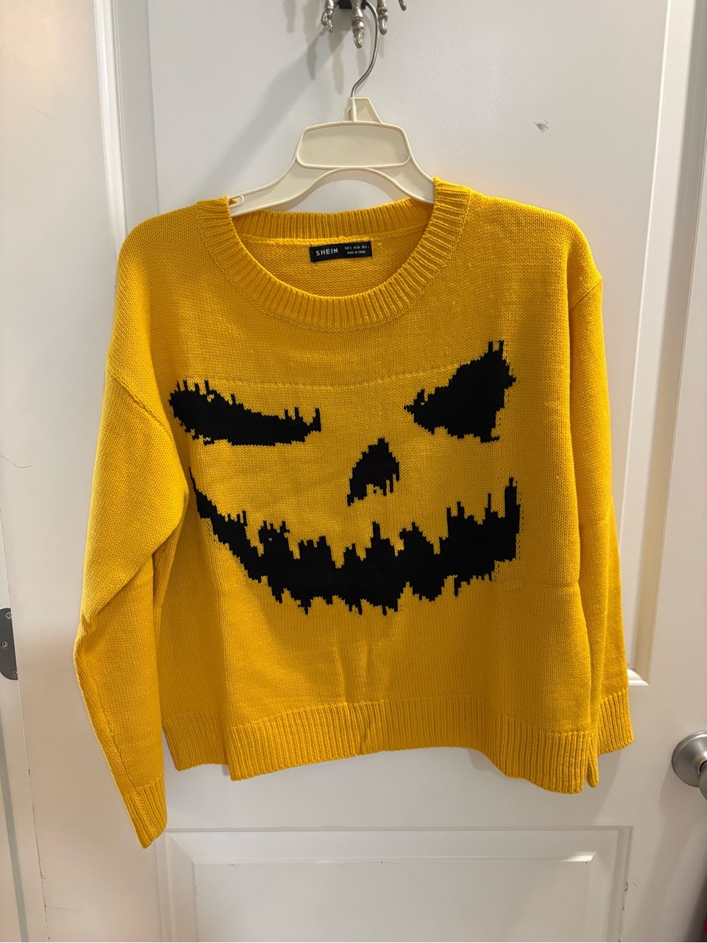 SHEIN Halloween Jack O Lantern Pumpkin Face Knit Sweater Oversized S